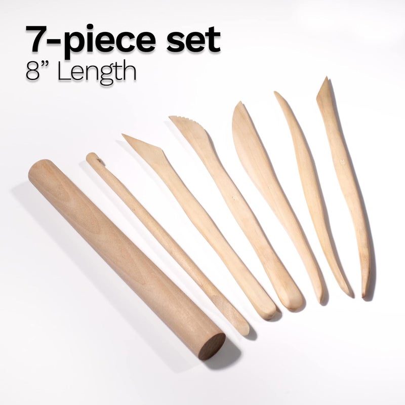 DAS Modelling Clay Tools - 7-Piece Set for Beginners and Artists - Versatile Wooden Shaping and Carving Implements for Clay Projects - Image 5